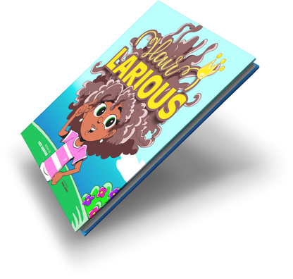 3D hardcover mockup of HairLarious children’s book by Tico Armand
